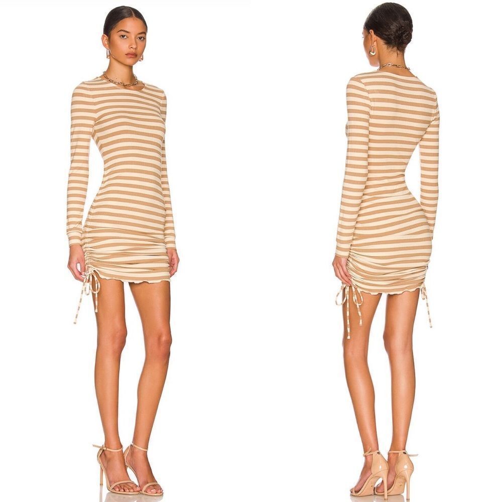 Lovers and friends kat mini dress in camel‎ stripe